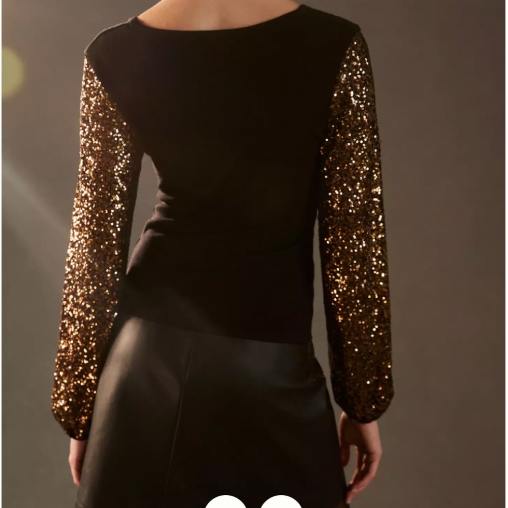 ❤️Host Pick❤️ NWT Bl-nk Sequin-Sleeve Sweater - Color Black - Size S - Picture 6 of 10